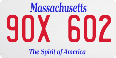 MA license plate 9OX602