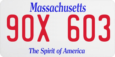 MA license plate 9OX603