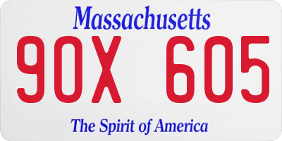 MA license plate 9OX605