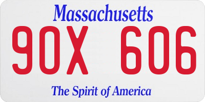 MA license plate 9OX606