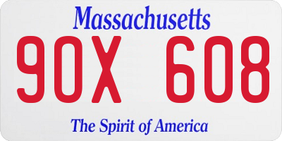 MA license plate 9OX608