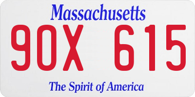 MA license plate 9OX615