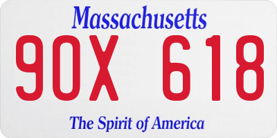 MA license plate 9OX618