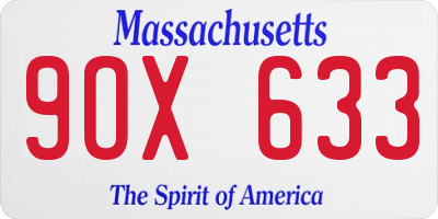 MA license plate 9OX633