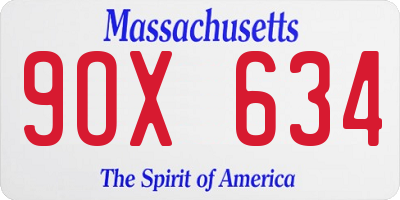 MA license plate 9OX634