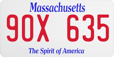 MA license plate 9OX635