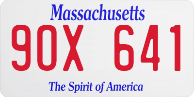 MA license plate 9OX641