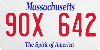 MA license plate 9OX642
