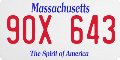 MA license plate 9OX643