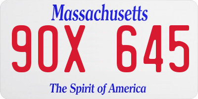 MA license plate 9OX645