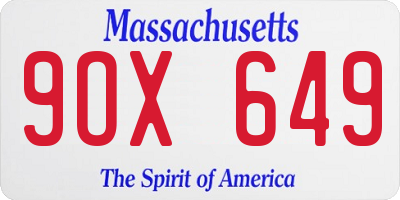 MA license plate 9OX649
