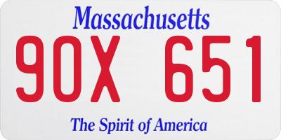 MA license plate 9OX651