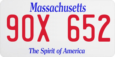MA license plate 9OX652
