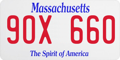 MA license plate 9OX660
