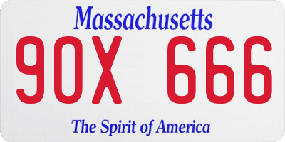 MA license plate 9OX666