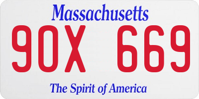 MA license plate 9OX669