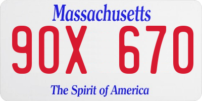 MA license plate 9OX670