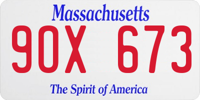 MA license plate 9OX673