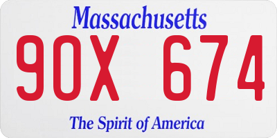 MA license plate 9OX674