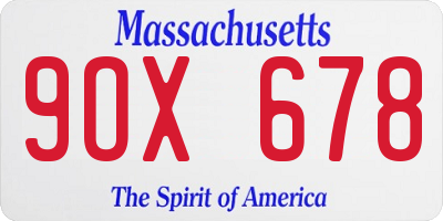 MA license plate 9OX678