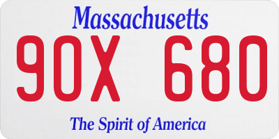 MA license plate 9OX680