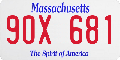 MA license plate 9OX681