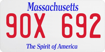 MA license plate 9OX692