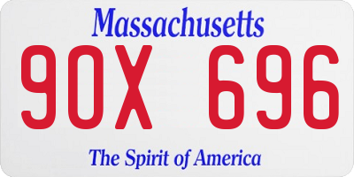 MA license plate 9OX696