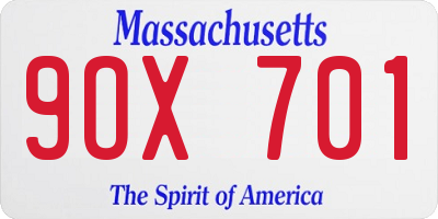 MA license plate 9OX701