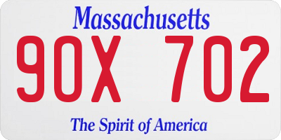 MA license plate 9OX702