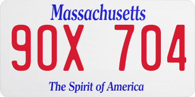 MA license plate 9OX704