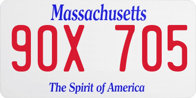 MA license plate 9OX705