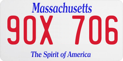 MA license plate 9OX706