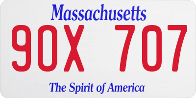 MA license plate 9OX707