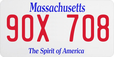 MA license plate 9OX708