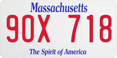 MA license plate 9OX718