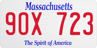 MA license plate 9OX723