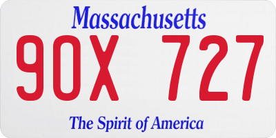 MA license plate 9OX727