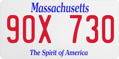 MA license plate 9OX730
