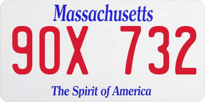 MA license plate 9OX732