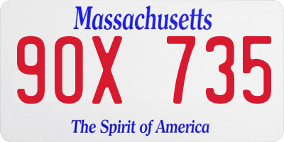 MA license plate 9OX735