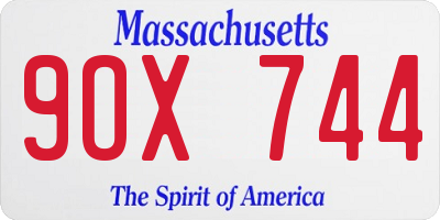 MA license plate 9OX744