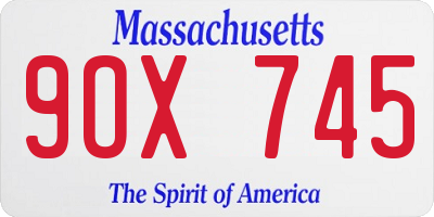 MA license plate 9OX745