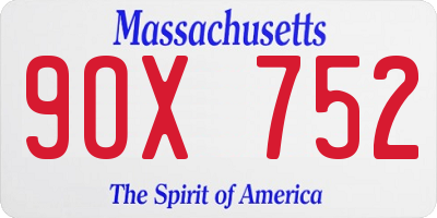 MA license plate 9OX752