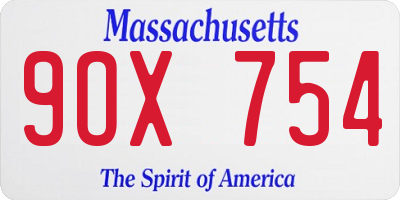 MA license plate 9OX754
