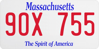MA license plate 9OX755