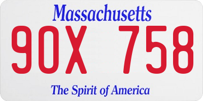MA license plate 9OX758