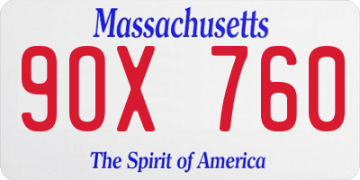 MA license plate 9OX760