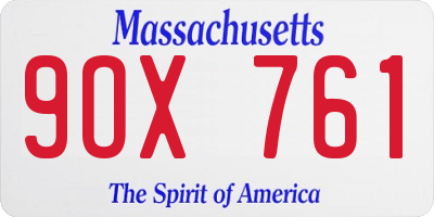 MA license plate 9OX761