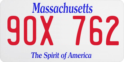 MA license plate 9OX762